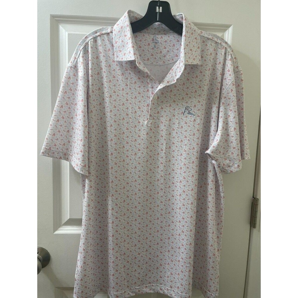 Rhoback Mens Performance Polo Short Sleeve Shirt Size L bacon egg fork patterns